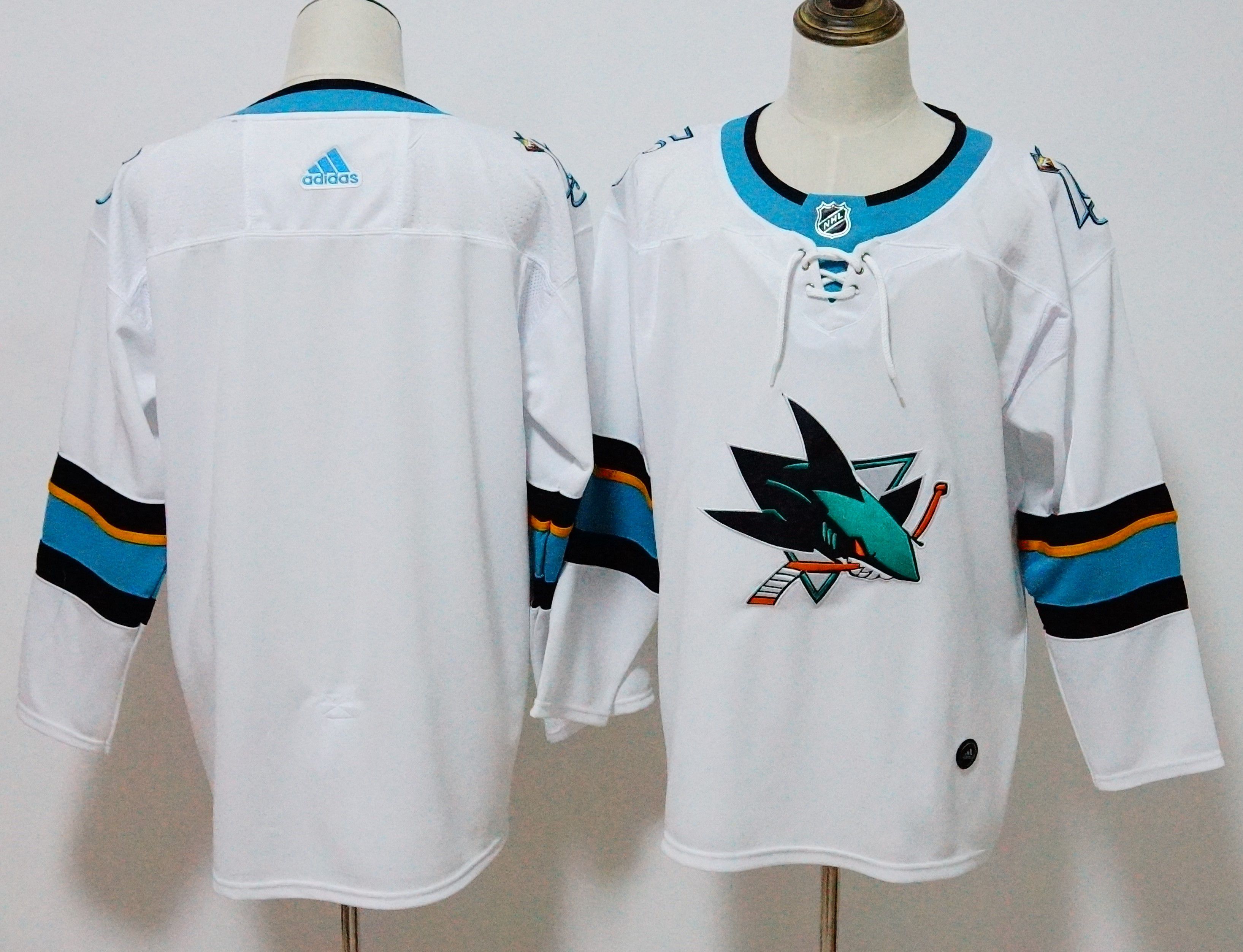 Men San Jose Sharks Blank White Hockey Stitched Adidas NHL Jerseys